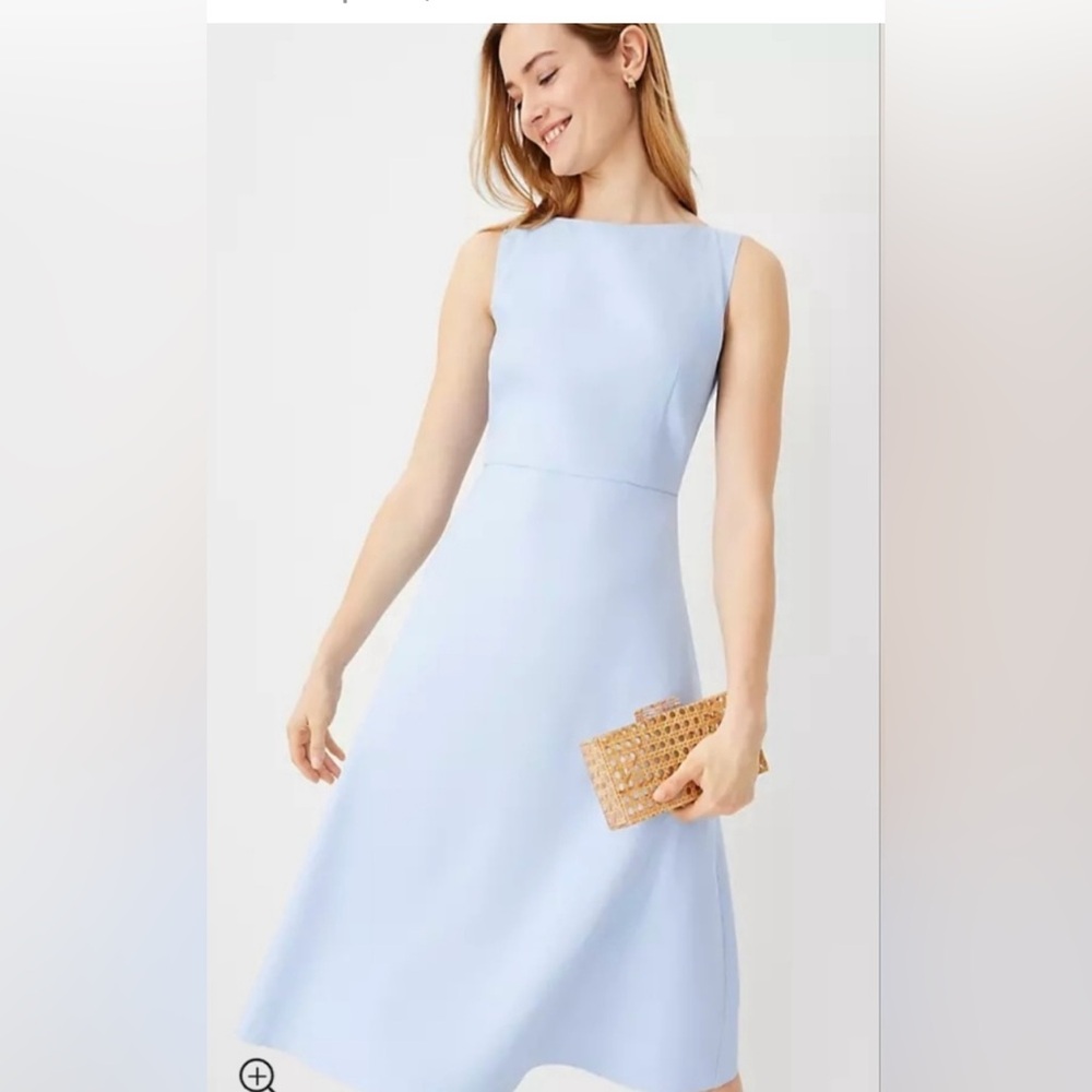 Ann Taylor Blue Sleeveless A-Line Midi Dress